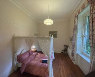 Double room with four posted bed, ensuite bathroom and amazing views