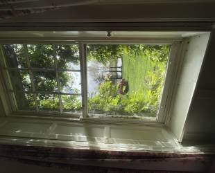 Double room with four posted bed, ensuite bathroom and amazing views