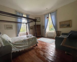 Master Bedroom with four posted bed,  garden and river view