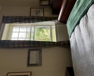 Double bedroom with garden and woodland view